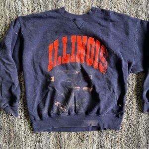 Vintage Russell Athletic Illinois Crewneck (Bleach Stains)